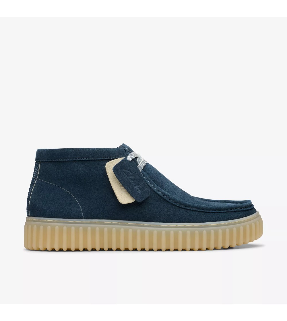 Clarks Polacchine Uomo Torhill Hi Fondo Rigato Camoscio Blu