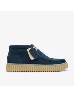 Clarks Polacchine Uomo Torhill Hi Fondo Rigato Camoscio Blu