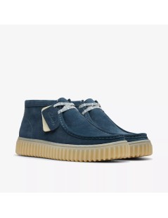 Clarks Polacchine Uomo Torhill Hi Fondo Rigato Camoscio Blu