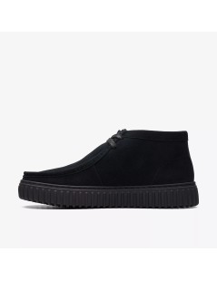 Clarks Polacchine Uomo Torhill Hi Fondo Rigato Camoscio Nero