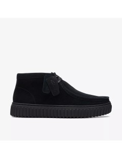 Clarks Polacchine Uomo Torhill Hi Fondo Rigato Camoscio Nero