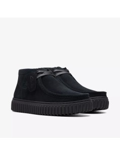Clarks Polacchine Uomo Torhill Hi Fondo Rigato Camoscio Nero