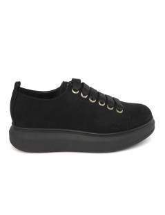 Cinzia Soft Sneakers Cassetta Fondo Medio Camoscio Nero