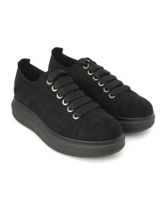 Cinzia Soft Sneakers Cassetta Fondo Medio Camoscio Nero