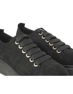 Cinzia Soft Sneakers Cassetta Fondo Medio Camoscio Nero