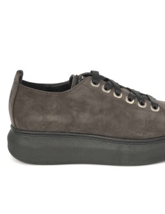Cinzia Soft Sneakers Cassetta Fondo Medio Camoscio Taupe Nero