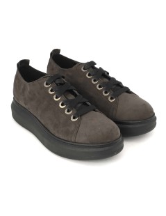 Cinzia Soft Sneakers Cassetta Fondo Medio Camoscio Taupe Nero