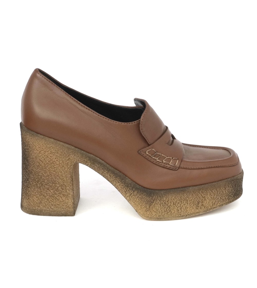 Emanuela Passeri Mocassino Plateau Tacco Para Nappa Castoro