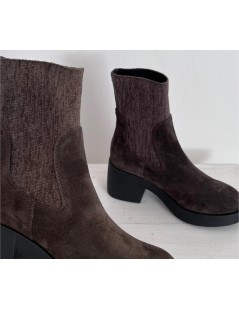 Francesco Brunelli Tronchetto Tacco Plateau Elastico Camoscio Ebano