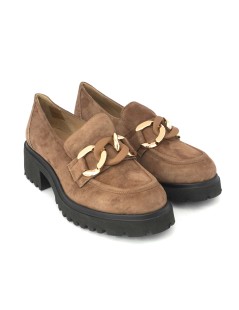 Donna Soft Mocassino Carro Medio Morsetto Camoscio Acero