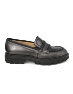 Donna Soft Mocassino Carro Medio Morsetto Laminato Antracite