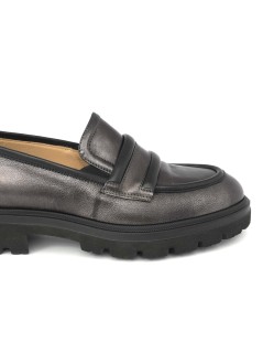 Donna Soft Mocassino Carro Medio Morsetto Laminato Antracite