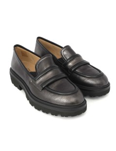 Donna Soft Mocassino Carro Medio Morsetto Laminato Antracite