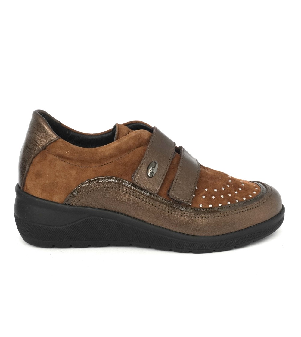 Grunland Sneakers Comfort 2 Velcro Plantare Borchiette Cuoio