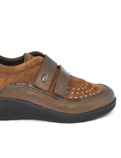 Grunland Sneakers Comfort 2 Velcro Plantare Borchiette Cuoio