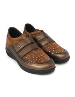 Grunland Sneakers Comfort 2 Velcro Plantare Borchiette Cuoio