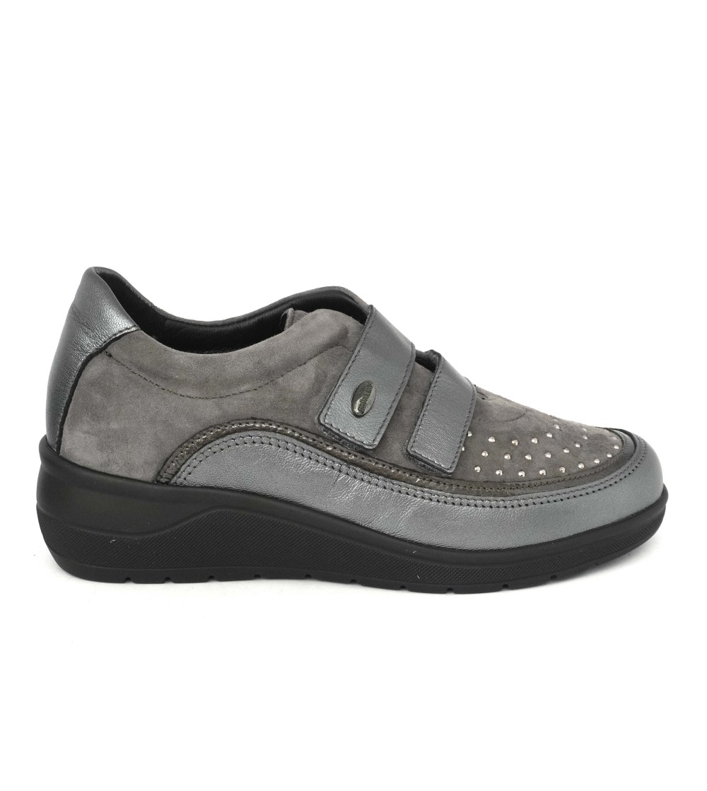 Grunland Sneakers Comfort 2 Velcro Plantare Borchiette Antracite