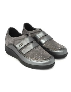 Grunland Sneakers Comfort 2 Velcro Plantare Borchiette Antracite