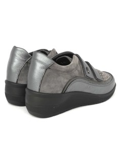 Grunland Sneakers Comfort 2 Velcro Plantare Borchiette Antracite