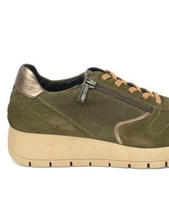 Grunland Sneakers Fondo Agile Zeppa con Zip Camoscio Oliva
