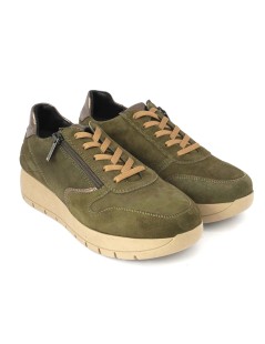 Grunland Sneakers Fondo Agile Zeppa con Zip Camoscio Oliva