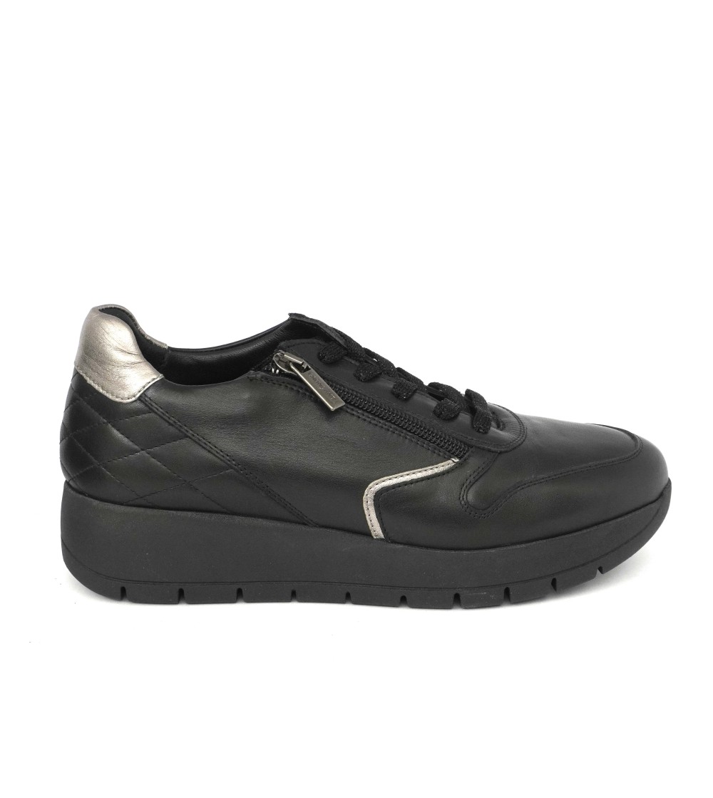 Grunland Sneakers Fondo Agile Zeppa con Zip Pelle Nero