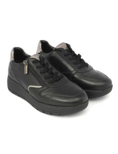Grunland Sneakers Fondo Agile Zeppa con Zip Pelle Nero