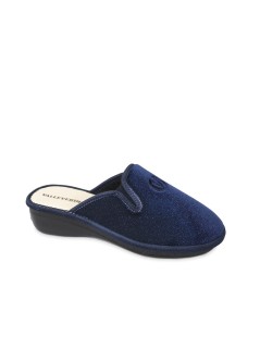 Valleverde Ciabatta Zeppa Media Logo Centrale Tessuto Brill Blu