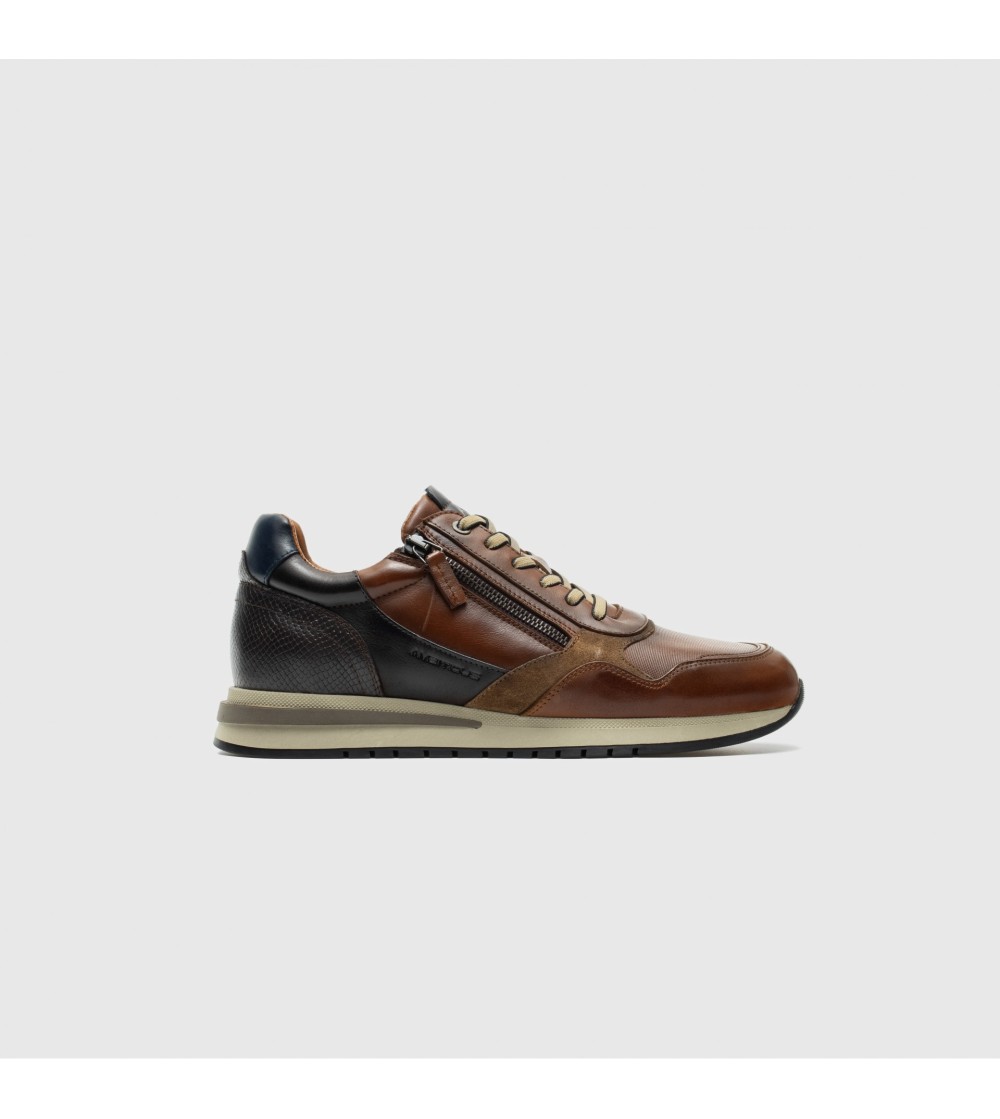 Ambitious Sneakers Balance Media Zip Pelle Multi Cognac