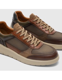 Ambitious Sneakers Media Vaschetta Multiline Pelle Taupe Kaki