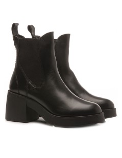 Francesco Brunelli Tronchetto Beatles Tacco Plateau Pelle Nero