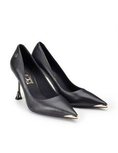 Cult Decollette Golden 4382 Tacco Punta Oro Alto Pelle Nero