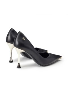 Cult Decollette Golden 4382 Tacco Punta Oro Alto Pelle Nero