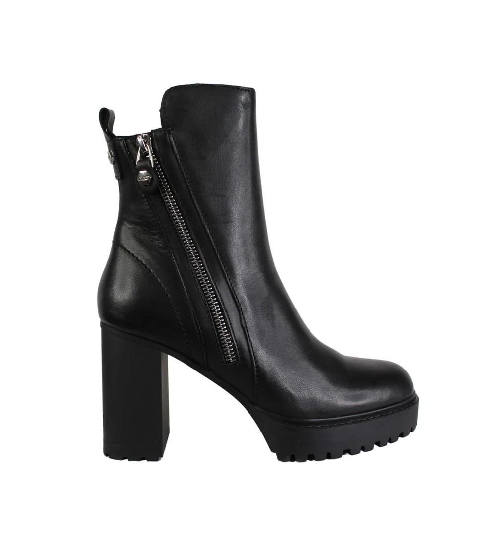 Cult Tronchetto Jagger Alto Plateau Doppia Zip Pelle Nero