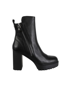 Cult Tronchetto Jagger Alto Plateau Doppia Zip Pelle Nero