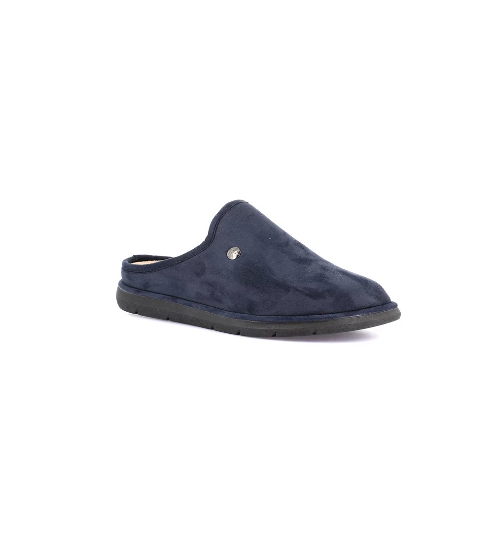 Grunland Ciabatta Uomo Media Estraibile Alcantara Bottone Blu