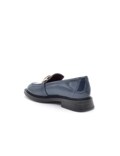 Lorenzo Mari Mocassino Punta Squadrata Fibbia Vernice Blu