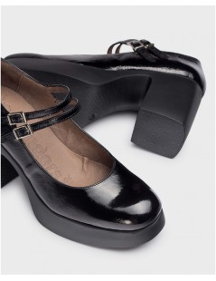 Wonders Mary Jane Plateau Tacco Alto Naplak Nero