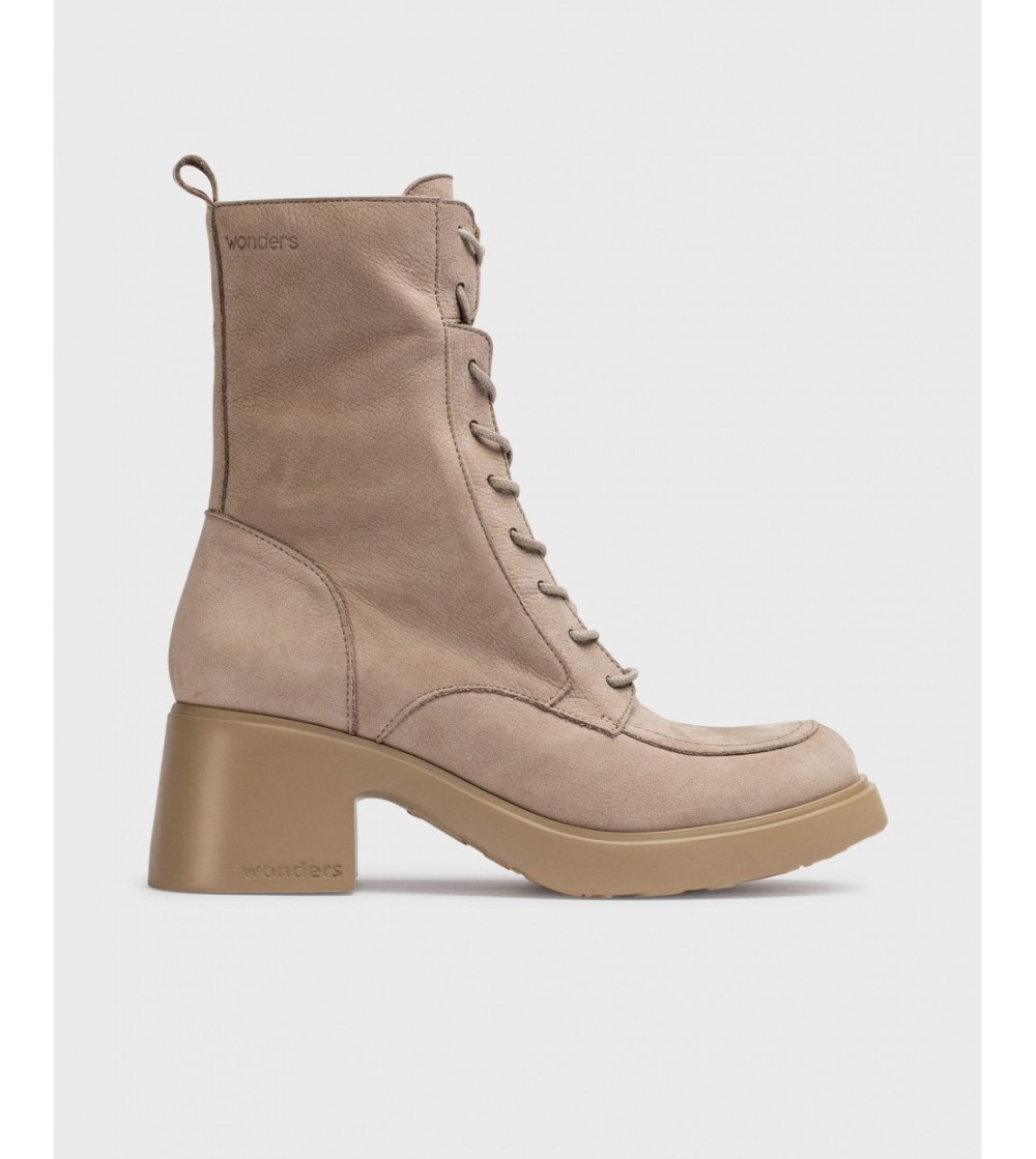 Wonders Anfibio Tacco Plateau Zip Laterale Nabuk Taupe