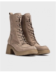 Wonders Anfibio Tacco Plateau Zip Laterale Nabuk Taupe