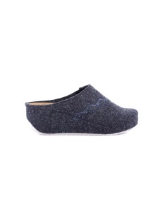 Grunland Ciabatta Zeppa Alta Feltro Pelle Strass Navy