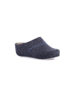 Grunland Ciabatta Zeppa Alta Feltro Pelle Strass Navy