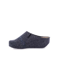 Grunland Ciabatta Zeppa Alta Feltro Pelle Strass Navy