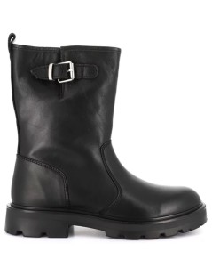 Grunland Tronchetto Motociclista Fibbia Vitello Liscio Nero