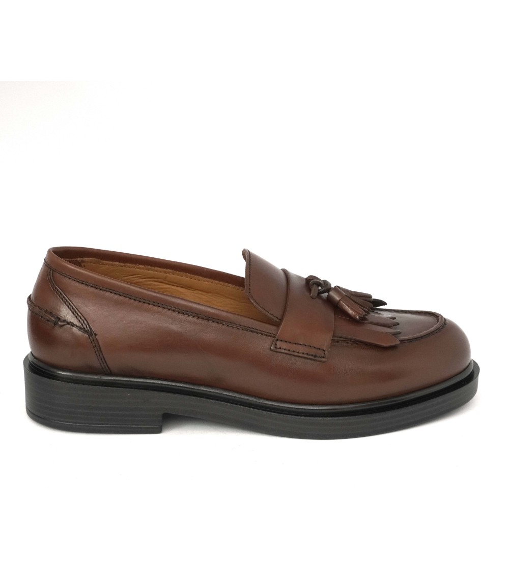 Triver Flight Mocassino Donna Frangia Nappine Nappa Lux Ruggine