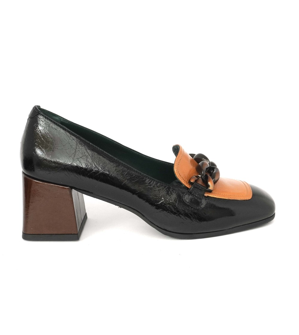 Le Gazzelle Mocassino Tacco Vaschetta Naplak Multicolor Arancio Nero