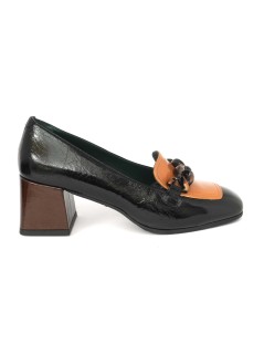 Le Gazzelle Mocassino Tacco Vaschetta Naplak Multicolor Arancio Nero