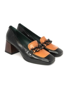 Le Gazzelle Mocassino Tacco Vaschetta Naplak Multicolor Arancio Nero