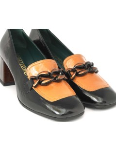 Le Gazzelle Mocassino Tacco Vaschetta Naplak Multicolor Arancio Nero