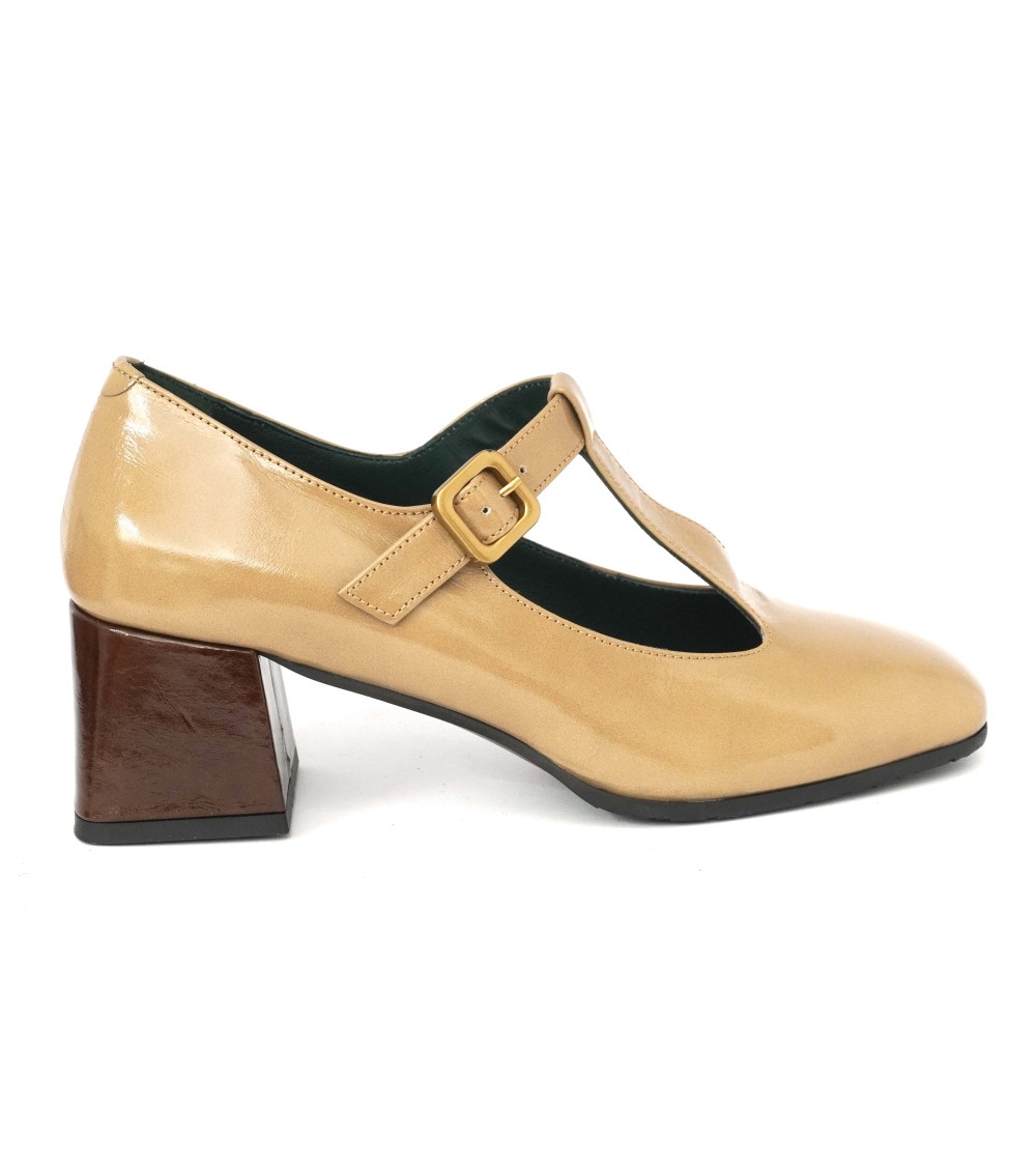 Le Gazzelle Decollette Mary Jane Tacco Medio Naplak Cammello